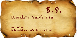 Blanár Valéria névjegykártya